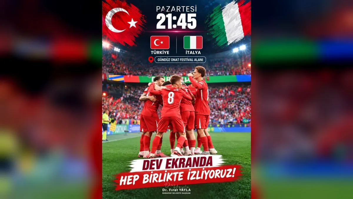 Gündüz Onat Festival Alanı'nda dev ekranda A Milli Takım İtalya maçı izlenecek