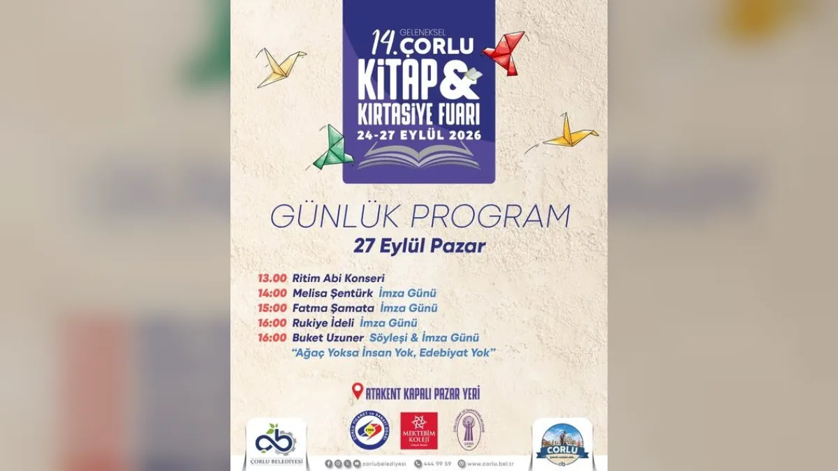 Çorlu Kitap Fuarı son gününde yazarlar okurlarla buluşuyor ve imza günü düzenliyor.
