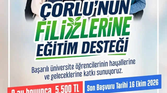 Çorlu Belediyesi üniversite burs başvurusu için öğrencilere duyuru görseli
