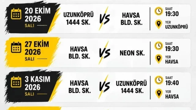 Havsa voleybol takımı oyuncuları maç öncesi tribünlerden destek bekliyor