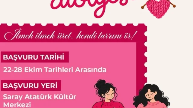 Saray örgü atölyesinde kadınların el örgüsü ve çanta yapımı etkinliği