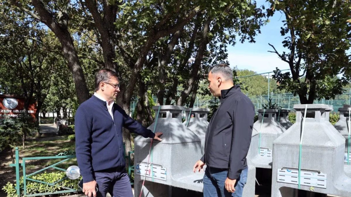 Kartaltepe Piknik Alanı'nda çim serim ve düzenleme çalışmaları yapan belediye ekipleri