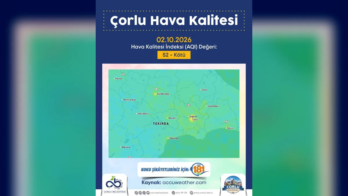 Çorlu'da hava kirliliği ve kötü koku için ALO 181 hattına şikayet çağrısı