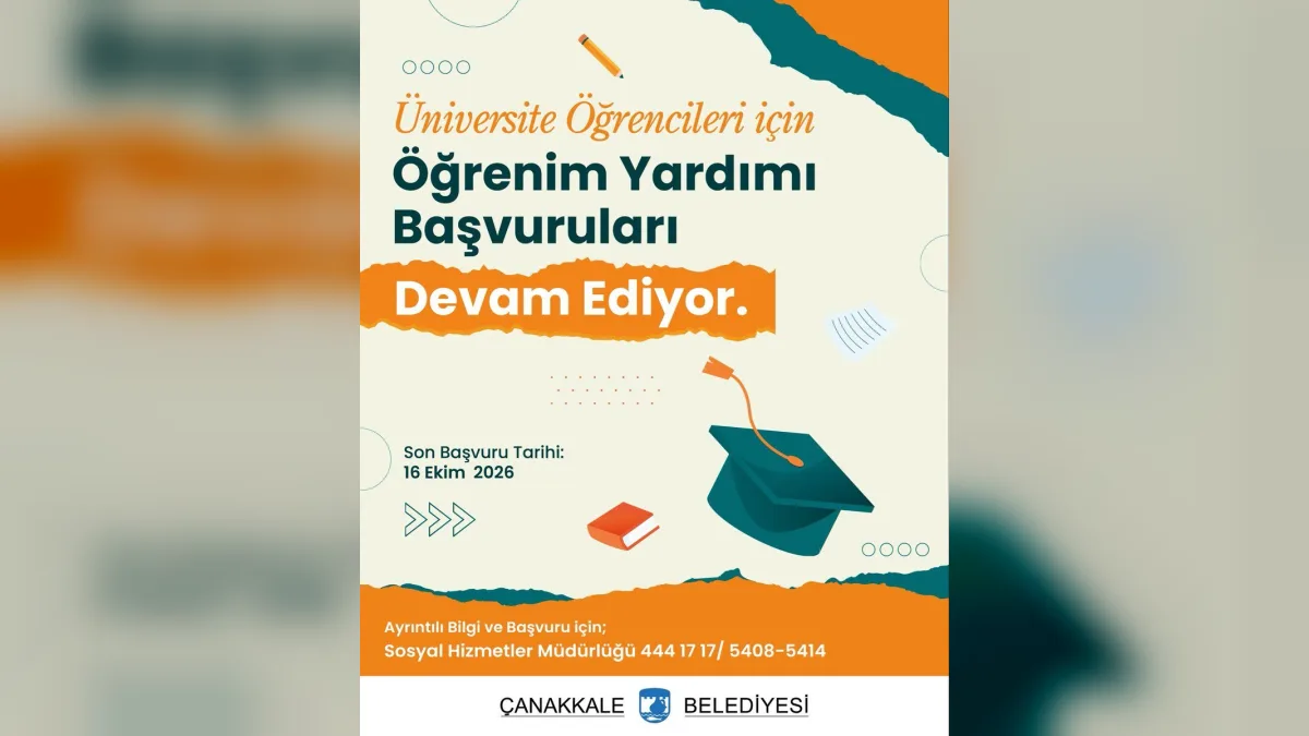 Çanakkale Belediyesi üniversite öğrencilerine öğrenim yardımı başvuru afişi