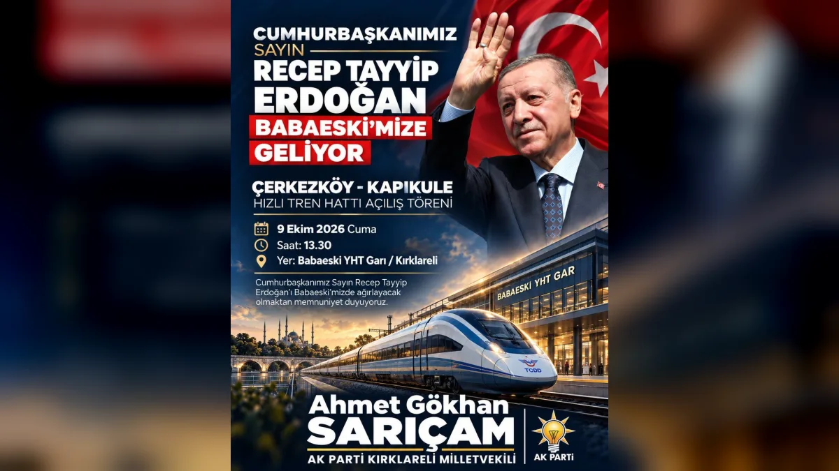 Cumhurbaşkanı Erdoğan Babaeski YHT Garı'nda Çerkezköy-Kapıkule Hızlı Tren Hattı açılış töreninde