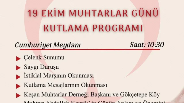 Keşan Muhtarlar Günü kutlama programı Cumhuriyet Meydanı'nda düzenleniyor