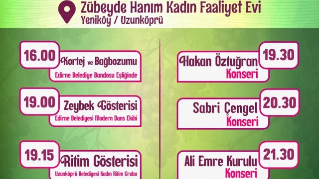 Yeniköy Bağbozumu Şenliği'nde üzüm bağları ve katılımcılar