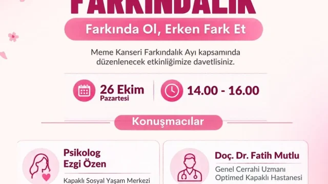 Kapaklı meme kanseri farkındalık etkinliği afişi, erken teşhis vurgusu