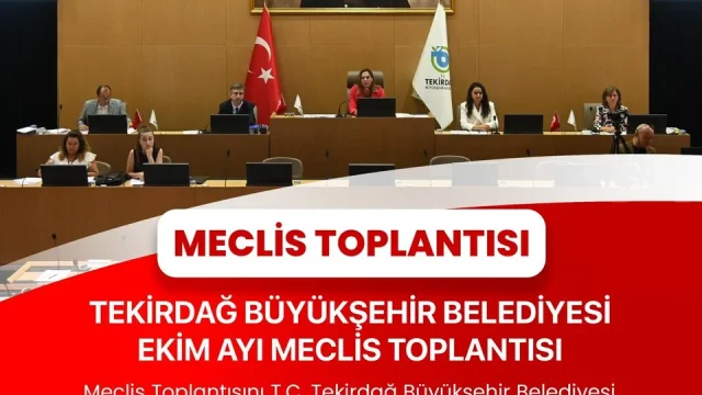 Tekirdağ Büyükşehir Belediyesi meclis toplantısı için Meclis Salonu'nda hazırlanan oturma düzeni