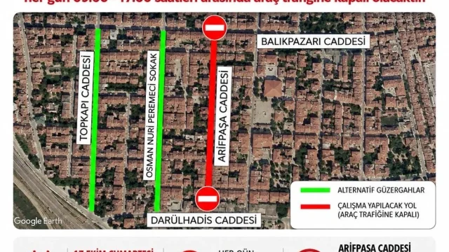 Edirne Arifpaşa Caddesi kaldırım çalışması sırasında trafiğe kapatılan yol