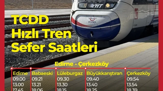 Lüleburgaz hızlı tren sefer saatleri duyurusu, TCDD treni ve belediye sosyal medya paylaşımı