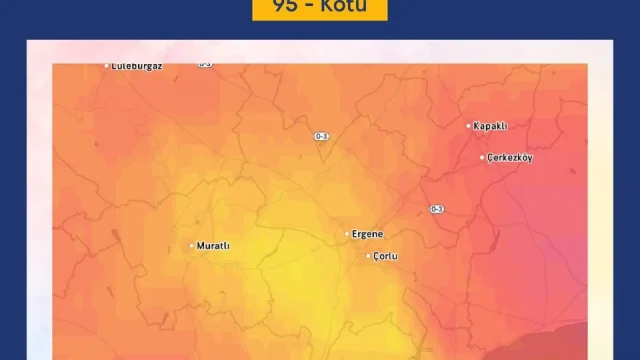 Çorlu'da hava kalitesi 95 seviyesinde ölçüldü, kötü koku için ALO 181 hattı kullanılabilir.