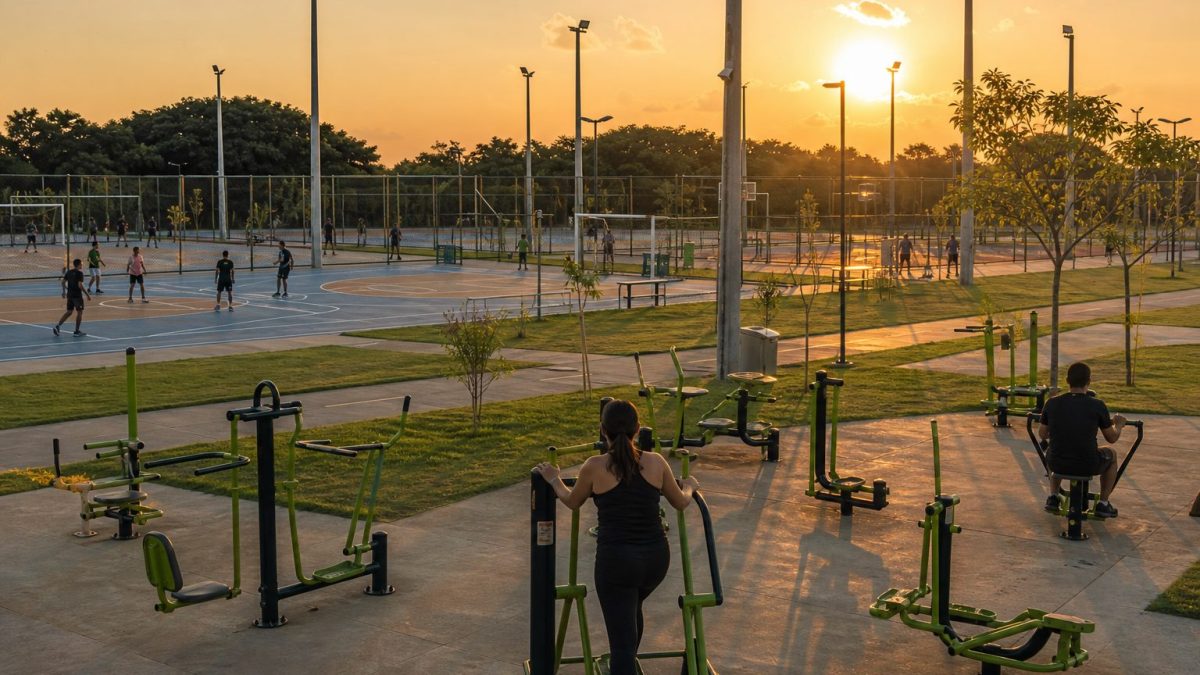 Temsili görsel: Muratlı spor alanı projesinde basketbol sahası, futbol sahası ve tenis kortu içeren modern tesis