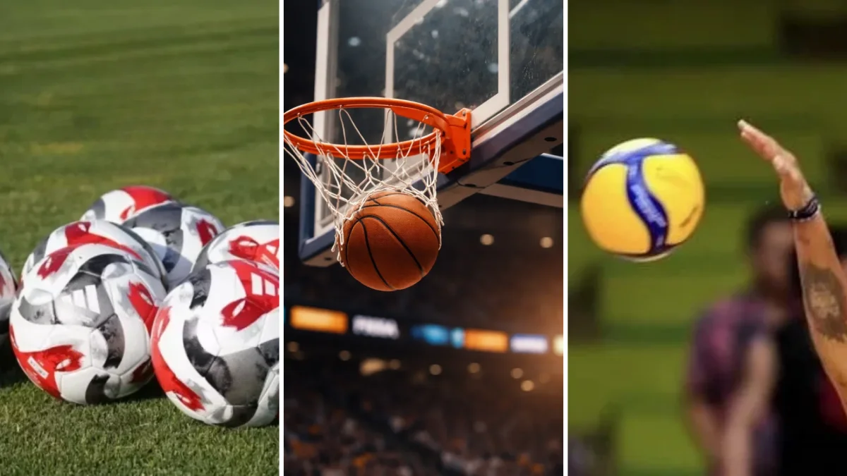 4 Ekim spor programı kapsamında futbol, basketbol ve voleybol maçlarını gösteren görsel